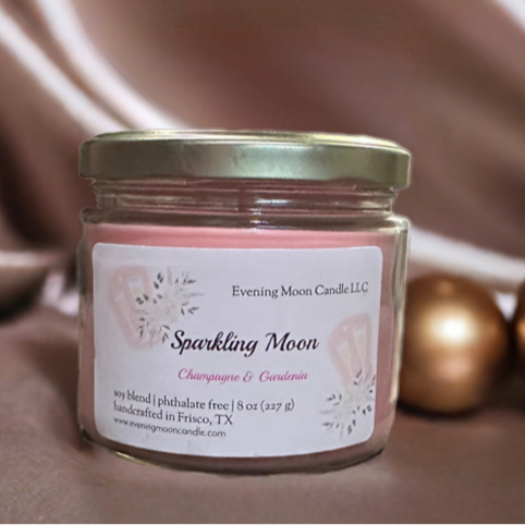 Champagne & Gardenia Sparkling Moon Soy Wax Blend Scented Candle