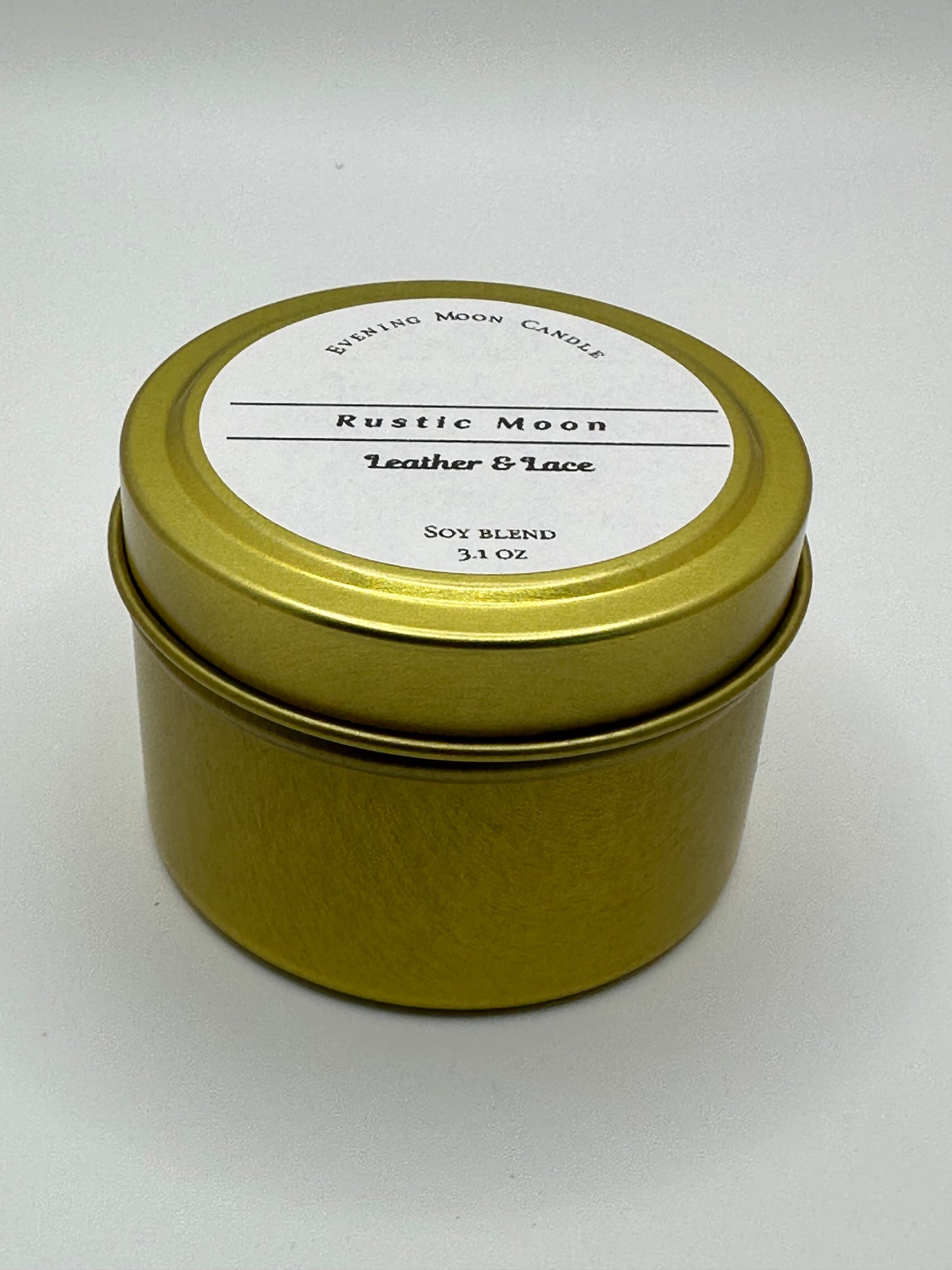 Leather & Lace Scented Soy Candle Rustic Moon for cozy intimate atmosphere