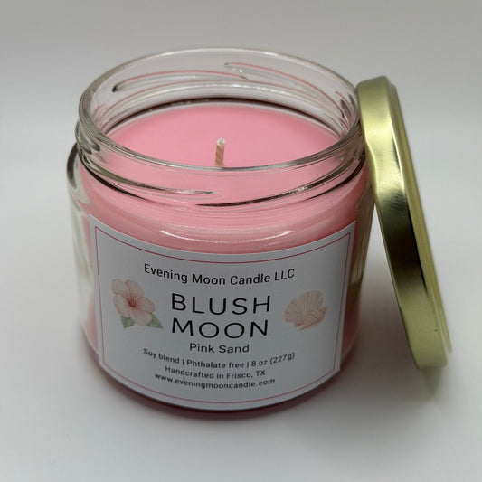 Blush Moon - Pink Sand Scented Candle for Tropical Cozy Home - Evening Moon Candle LLC