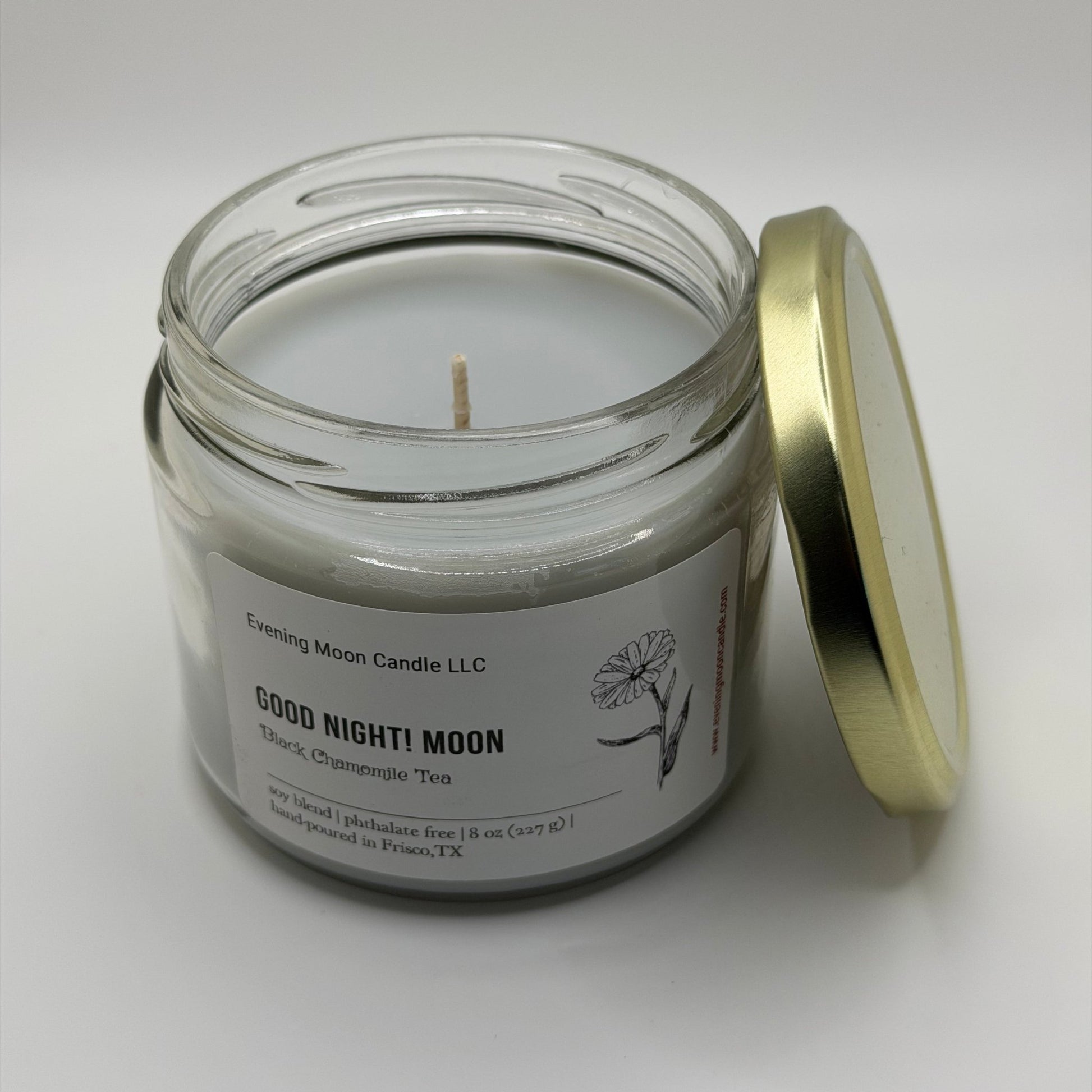 Good Night! Moon Chamomile Scented Candle | Relaxation & Sleep Aid | Hand - poured Soy blend - Evening Moon Candle LLC