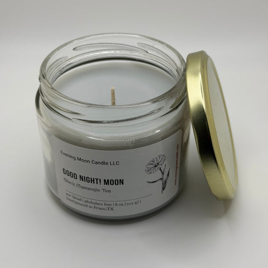 Good Night! Moon Chamomile Scented Candle | Relaxation & Sleep Aid | Hand - poured Soy blend - Evening Moon Candle LLC