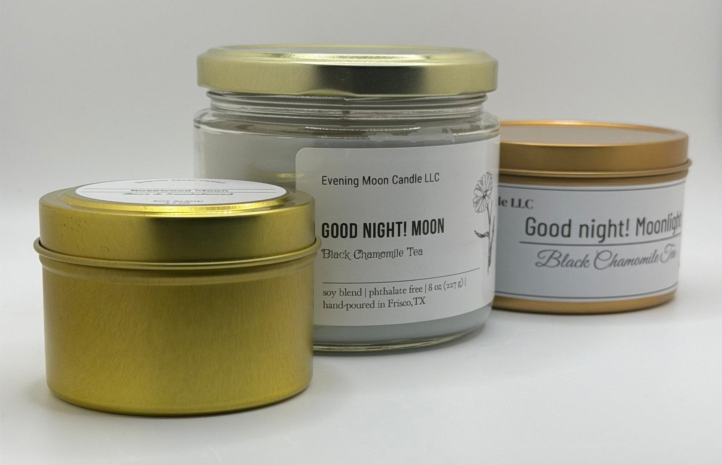 Good Night! Moon Chamomile Scented Candle | Relaxation & Sleep Aid | Hand - poured Soy blend - Evening Moon Candle LLC