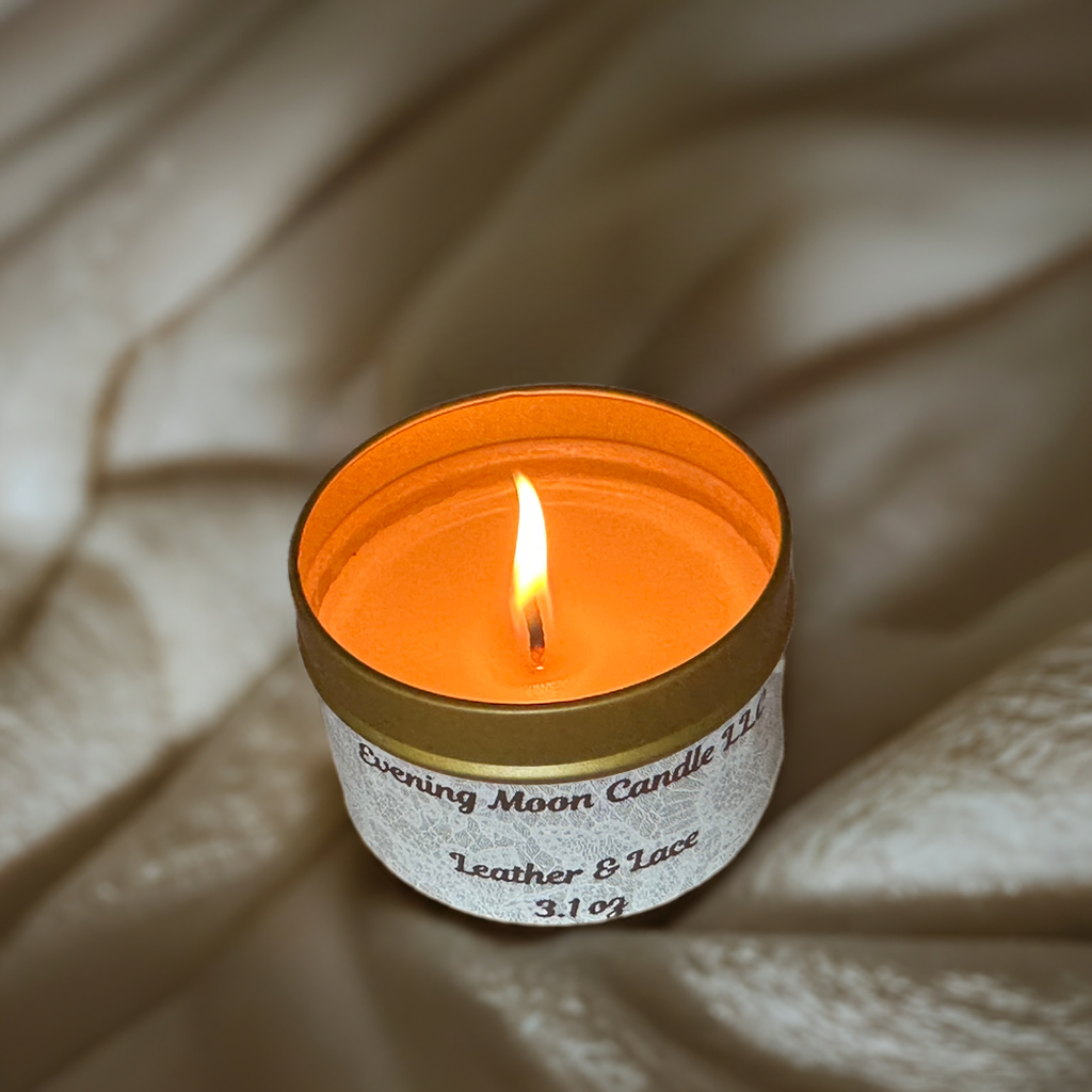 3.1 oz Rustic Moon (Leather & Lace) – Luxury Leather & Floral Soy Candle for Home, Office & Gifting