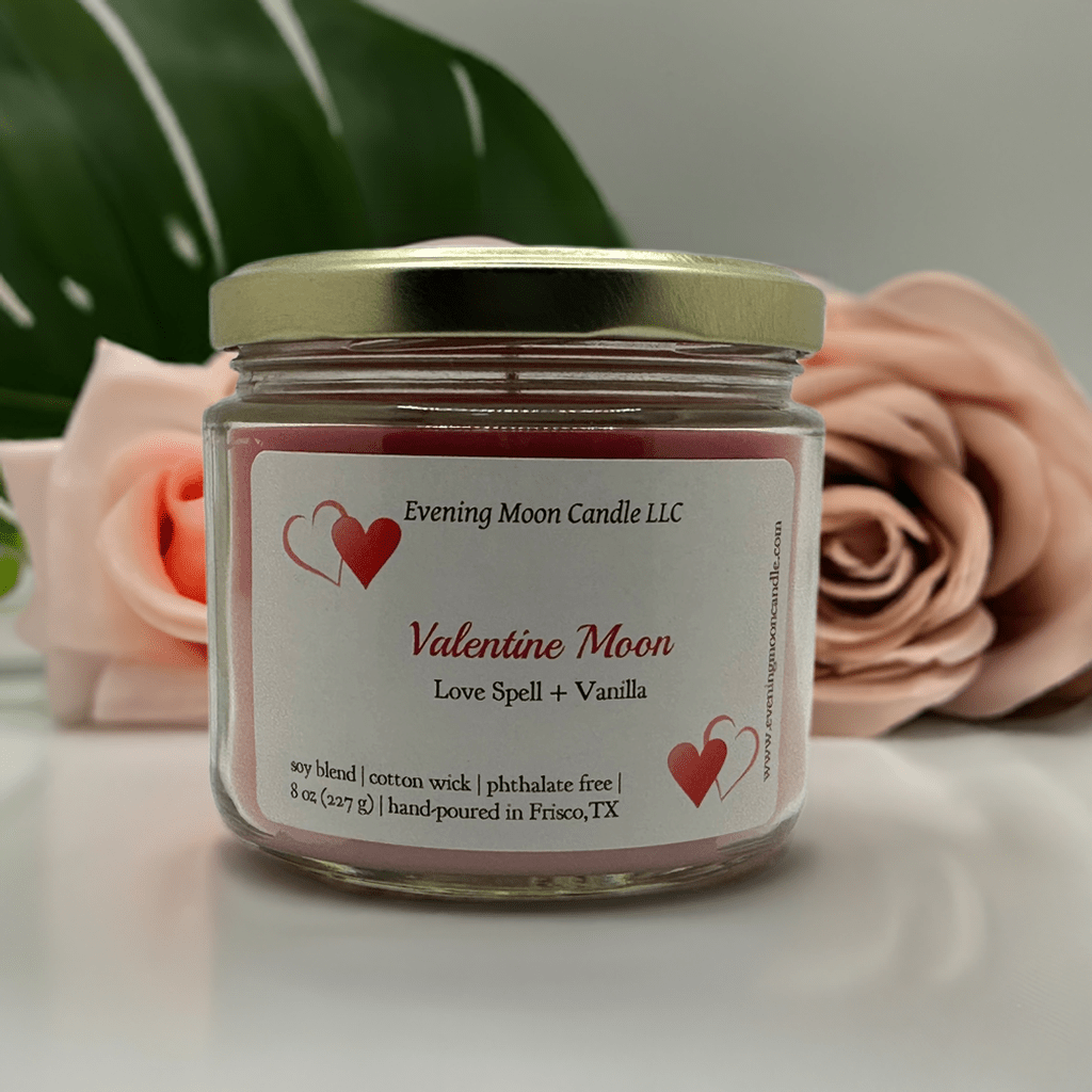 Love Spell with Vanilla Soy Blend Scented Candle| Valentine Moon The Perfect Gift for Romance - Evening Moon Candle LLC