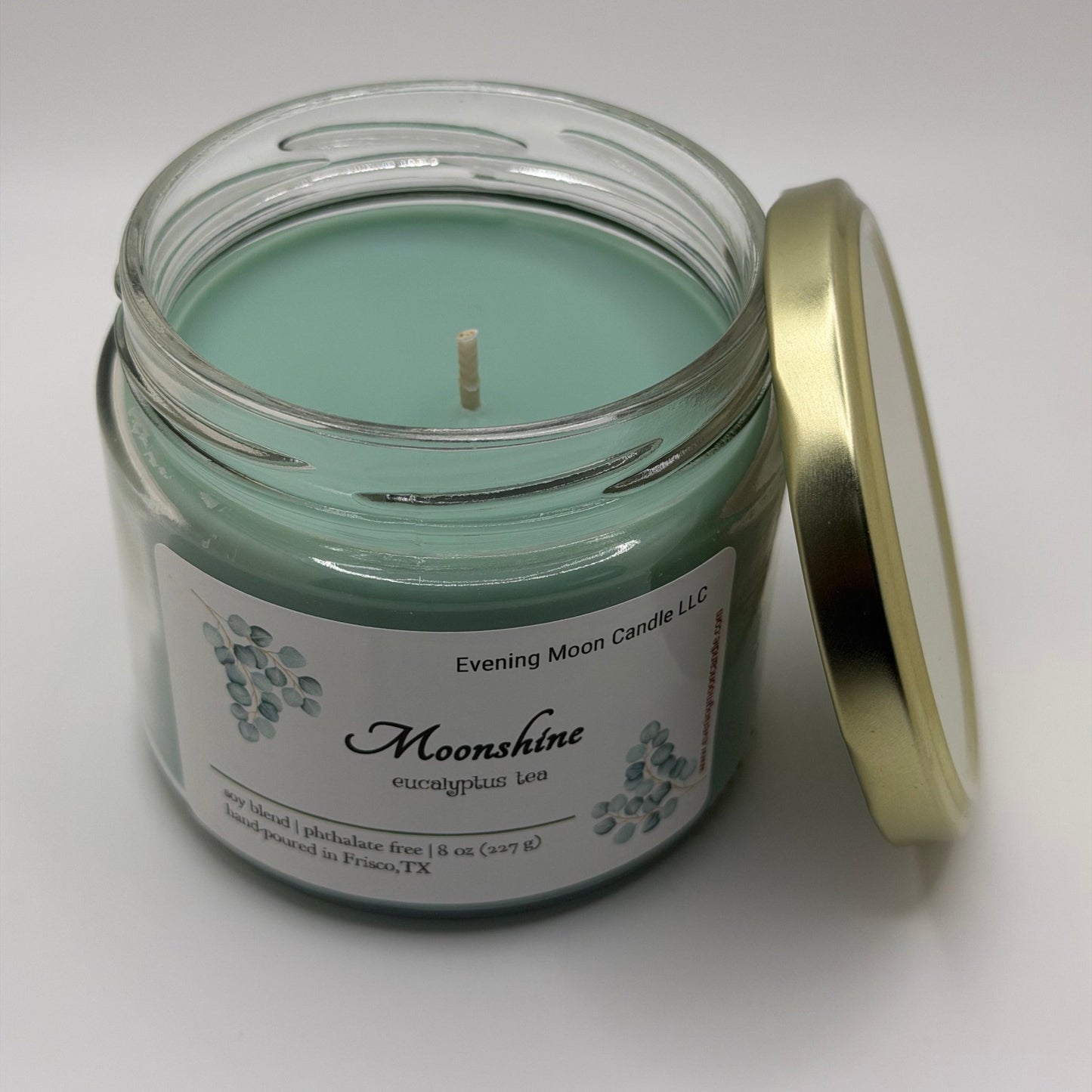 Moonshine Eucalyptus Spa Candle - for Refreshing & Relaxation - Evening Moon Candle LLC