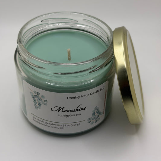 Moonshine Eucalyptus Spa Candle - for Refreshing & Relaxation - Evening Moon Candle LLC