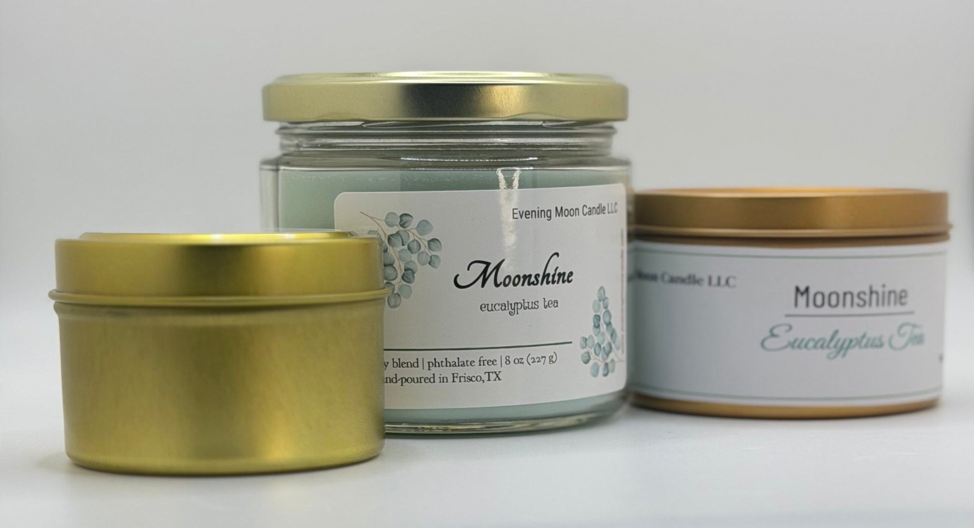 Moonshine Eucalyptus Spa Candle - for Refreshing & Relaxation - Evening Moon Candle LLC