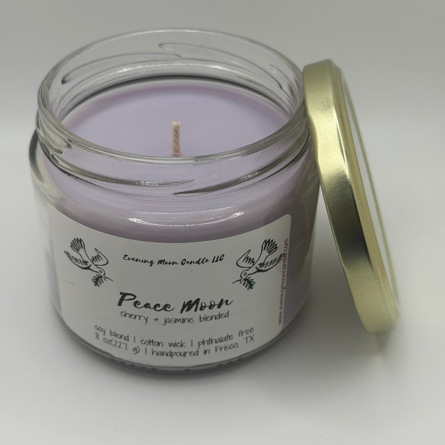 Peace Moon - Cherry and Jasmine Scented Candle perfect for relaxation - Evening Moon Candle LLC