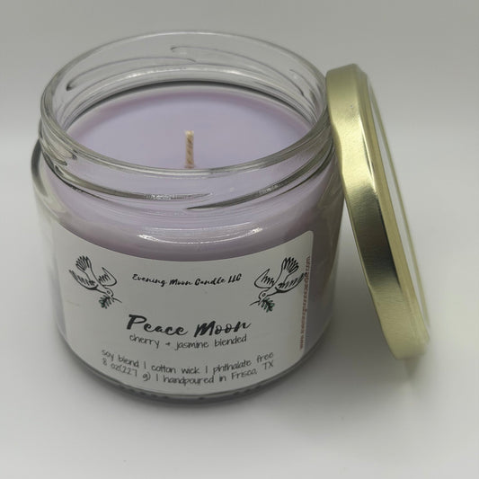 Peace Moon - Cherry and Jasmine Scented Candle perfect for relaxation - Evening Moon Candle LLC