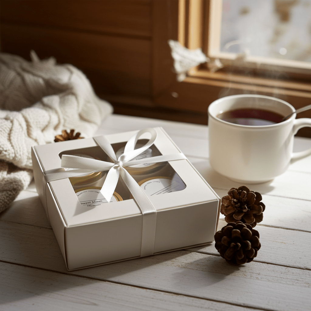 Peaceful Winter Collection Set - 4 Calming Candles (3.1 oz each) - Evening Moon Candle LLC