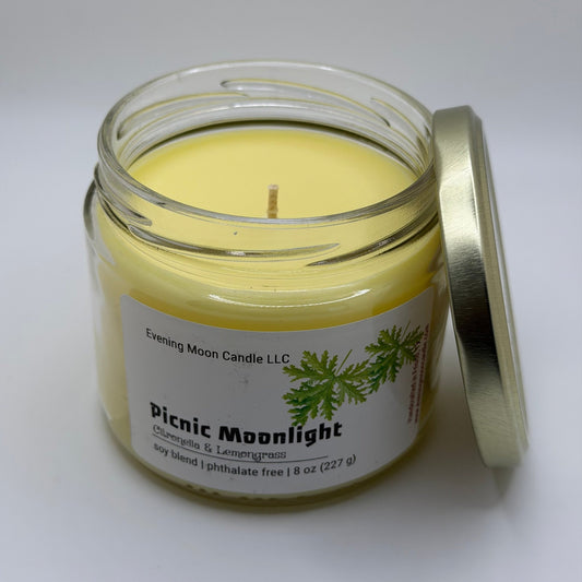 Picnic Moonlight Candle - Citronella & Lemongrass for Outdoor Bliss - Evening Moon Candle LLC
