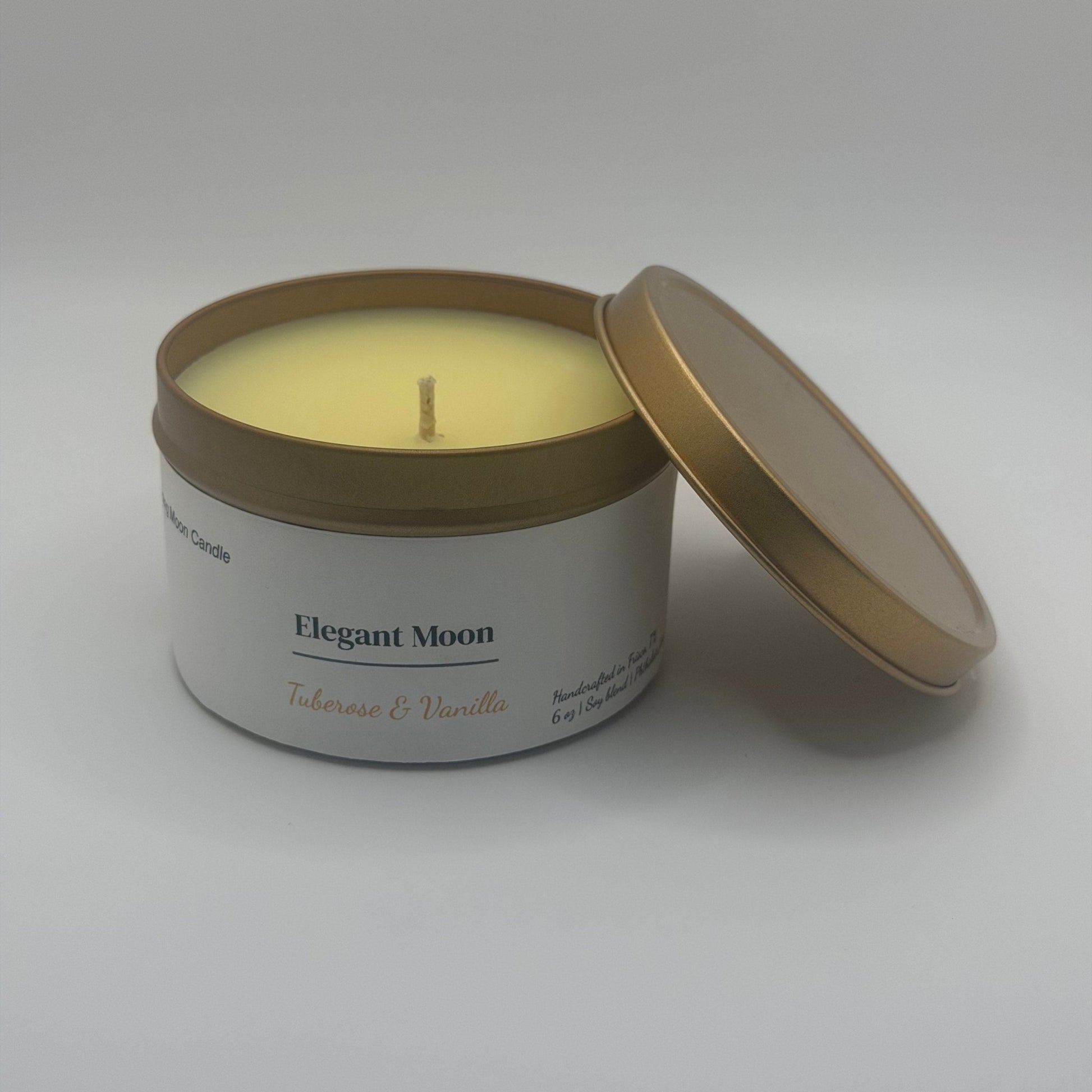 Tuberose & Vanilla Clean Burn Scented Candle Elegant Moon | Romantic & Relaxation Home Spa Candle - Evening Moon Candle LLC