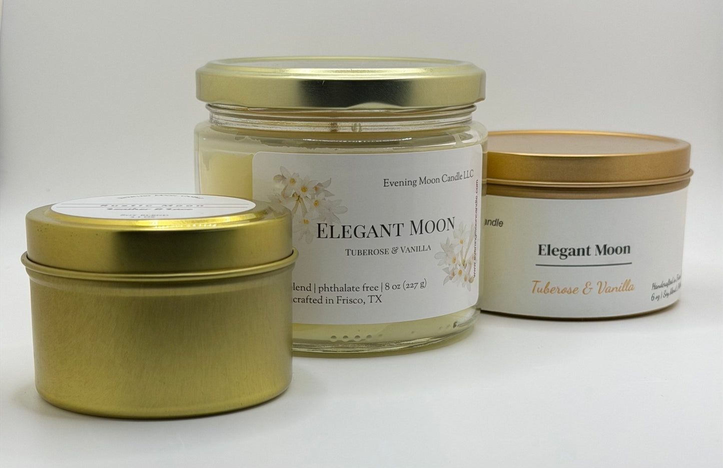 Tuberose & Vanilla Clean Burn Scented Candle Elegant Moon | Romantic & Relaxation Home Spa Candle - Evening Moon Candle LLC