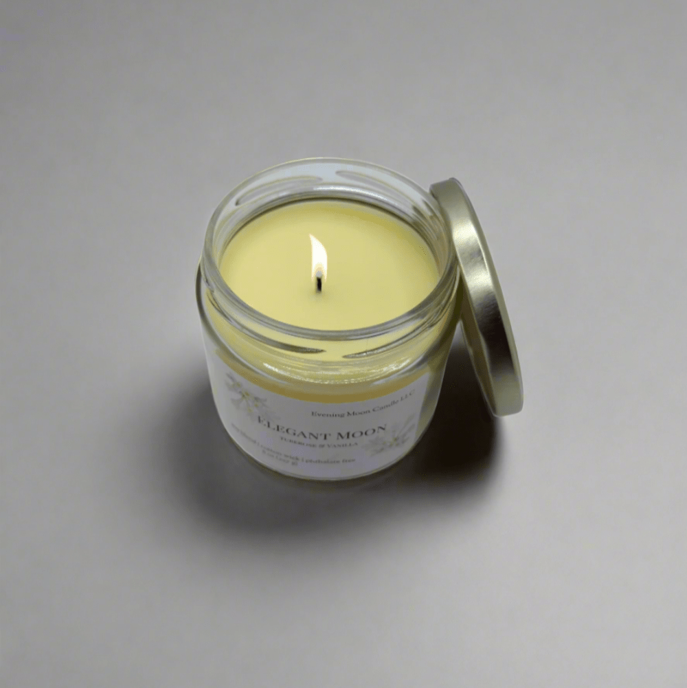 Tuberose & Vanilla Clean Burn Scented Candle Elegant Moon | Romantic & Relaxation Home Spa Candle - Evening Moon Candle LLC
