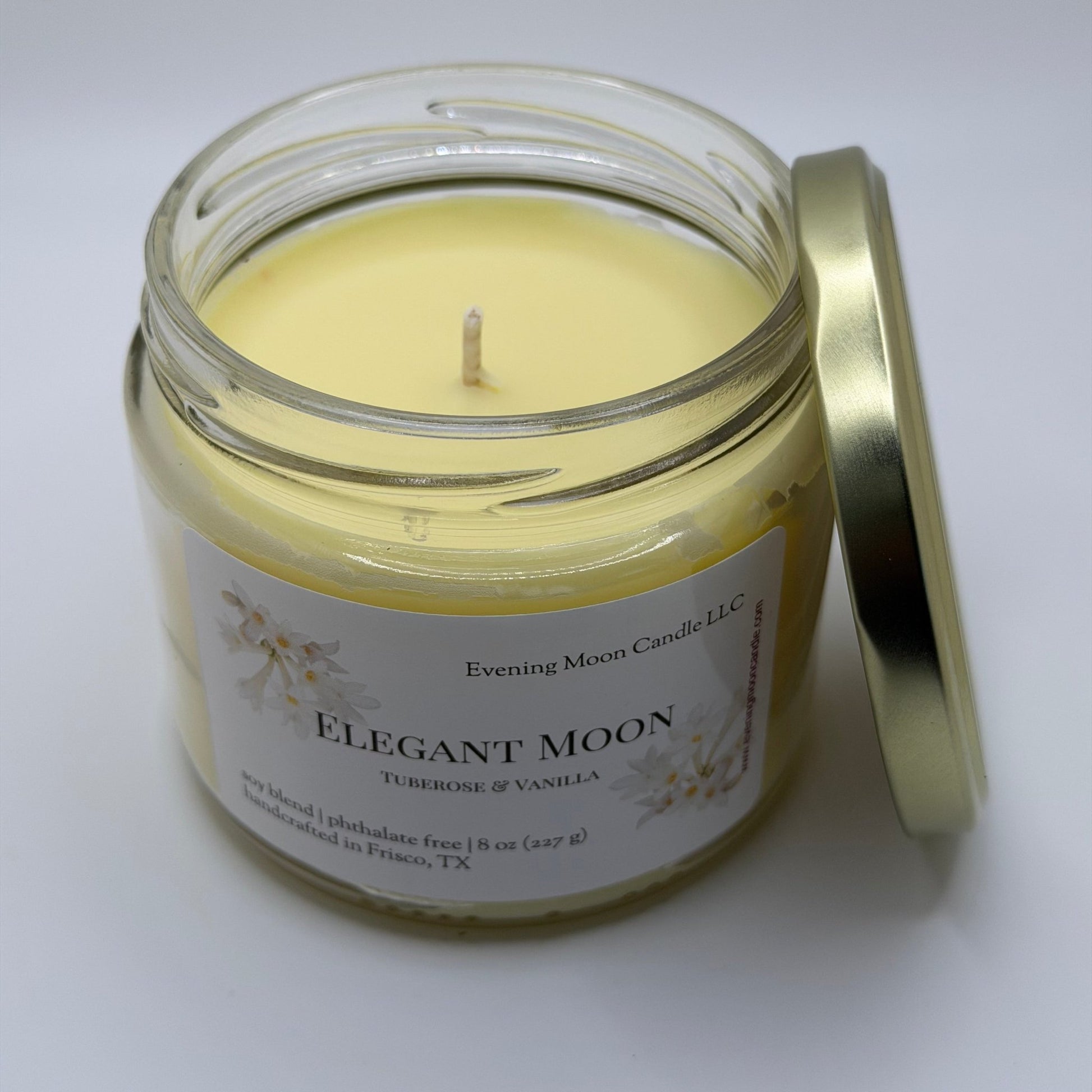 Tuberose & Vanilla Clean Burn Scented Candle Elegant Moon | Romantic & Relaxation Home Spa Candle - Evening Moon Candle LLC