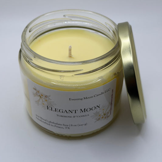 Tuberose & Vanilla Clean Burn Scented Candle Elegant Moon | Romantic & Relaxation Home Spa Candle - Evening Moon Candle LLC