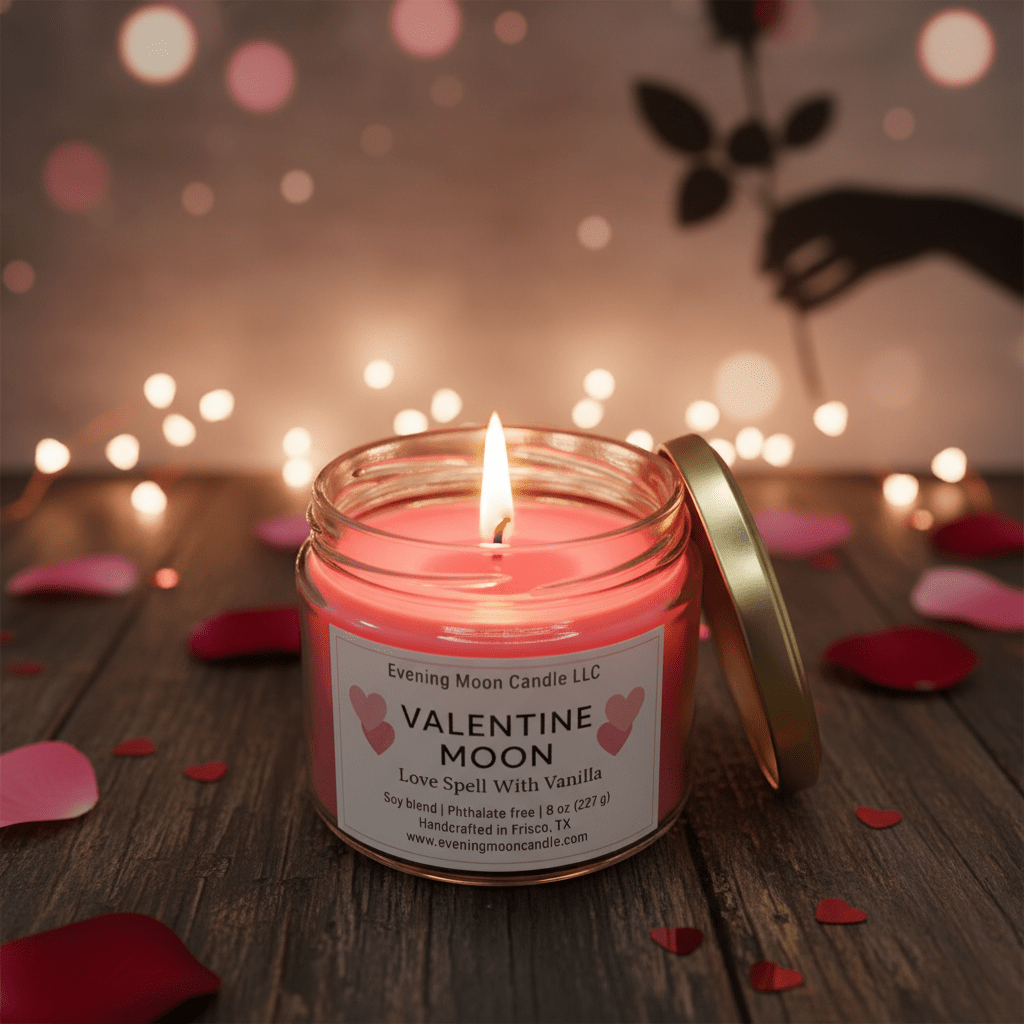 Valentine Moon - Love Spell with Vanilla for Romantic evenings - Evening Moon Candle LLC